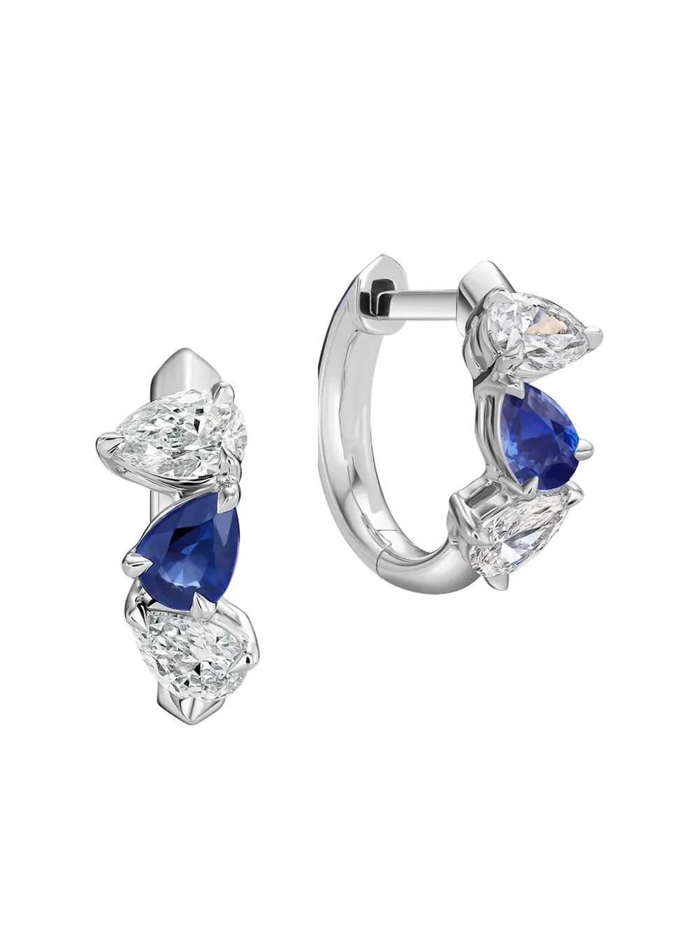 Phillips House Platinum Diamond And Sapphire Huggie Earrings In Silver