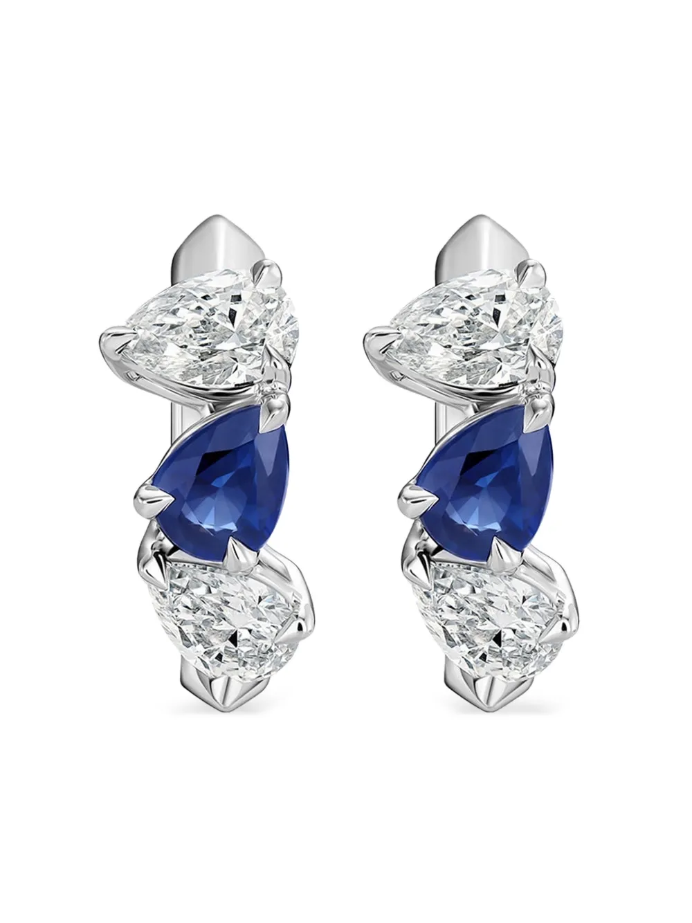 PHILLIPS HOUSE platinum diamond and sapphire huggie earrings - Argento