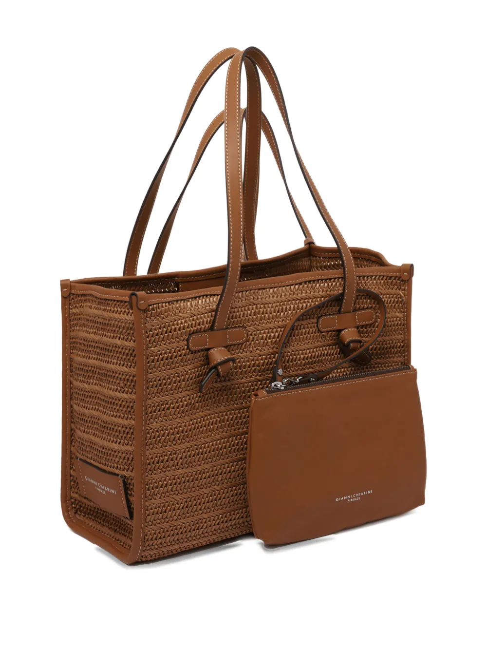 MARCELLA CLUB woven knot-detail tote bag - Bruin