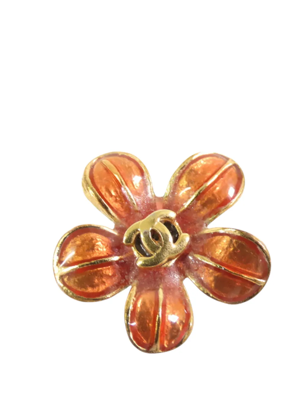 CHANEL Pre-Owned 2003 Gold Plated Resin CC Flower Push Back Earrings costume earrings - Oro