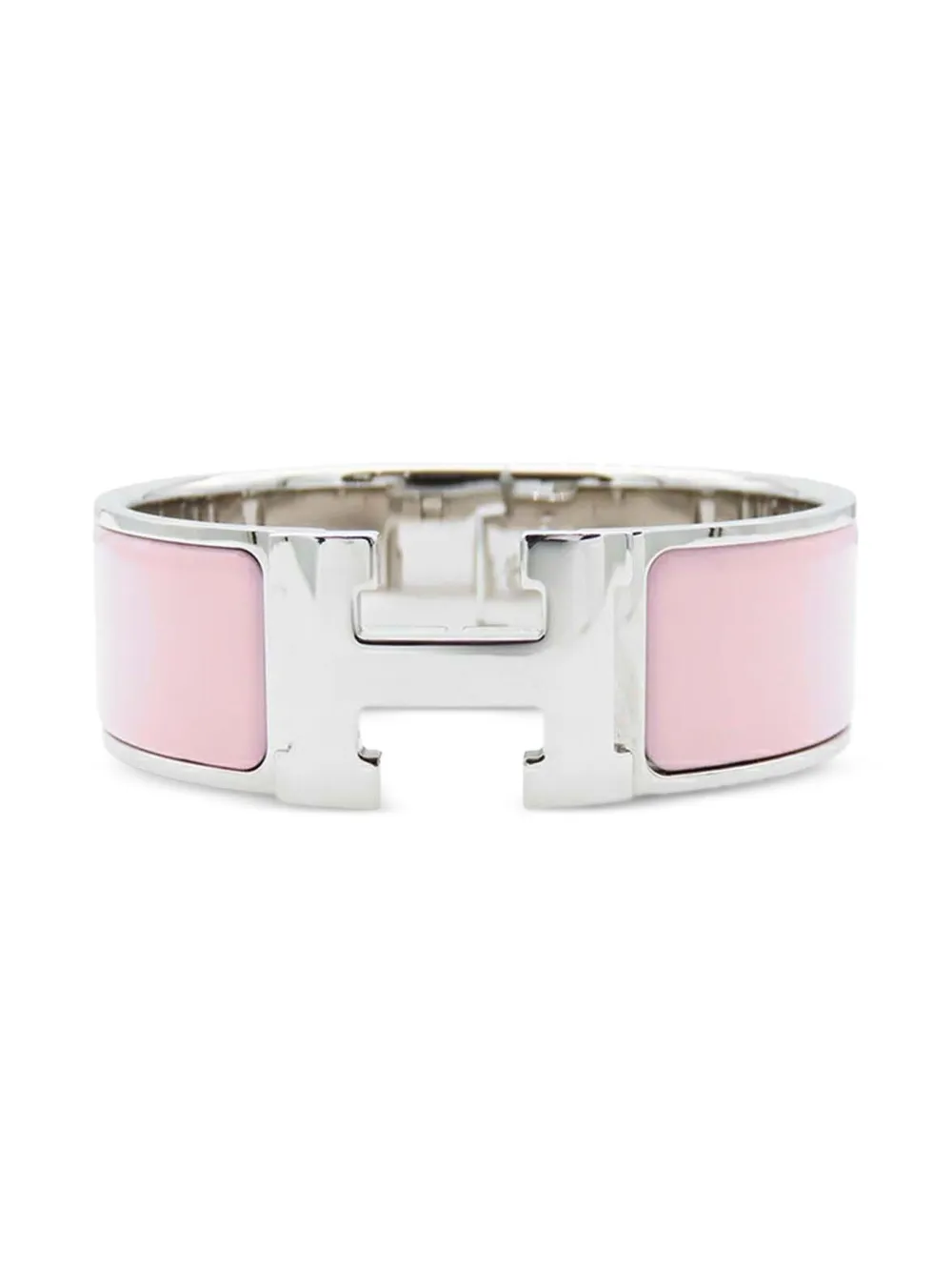 Pre-owned Hermes 2000-2020 Wide Enamel Clic Clac H Bracelet Pm Costume Bracelet In Pink