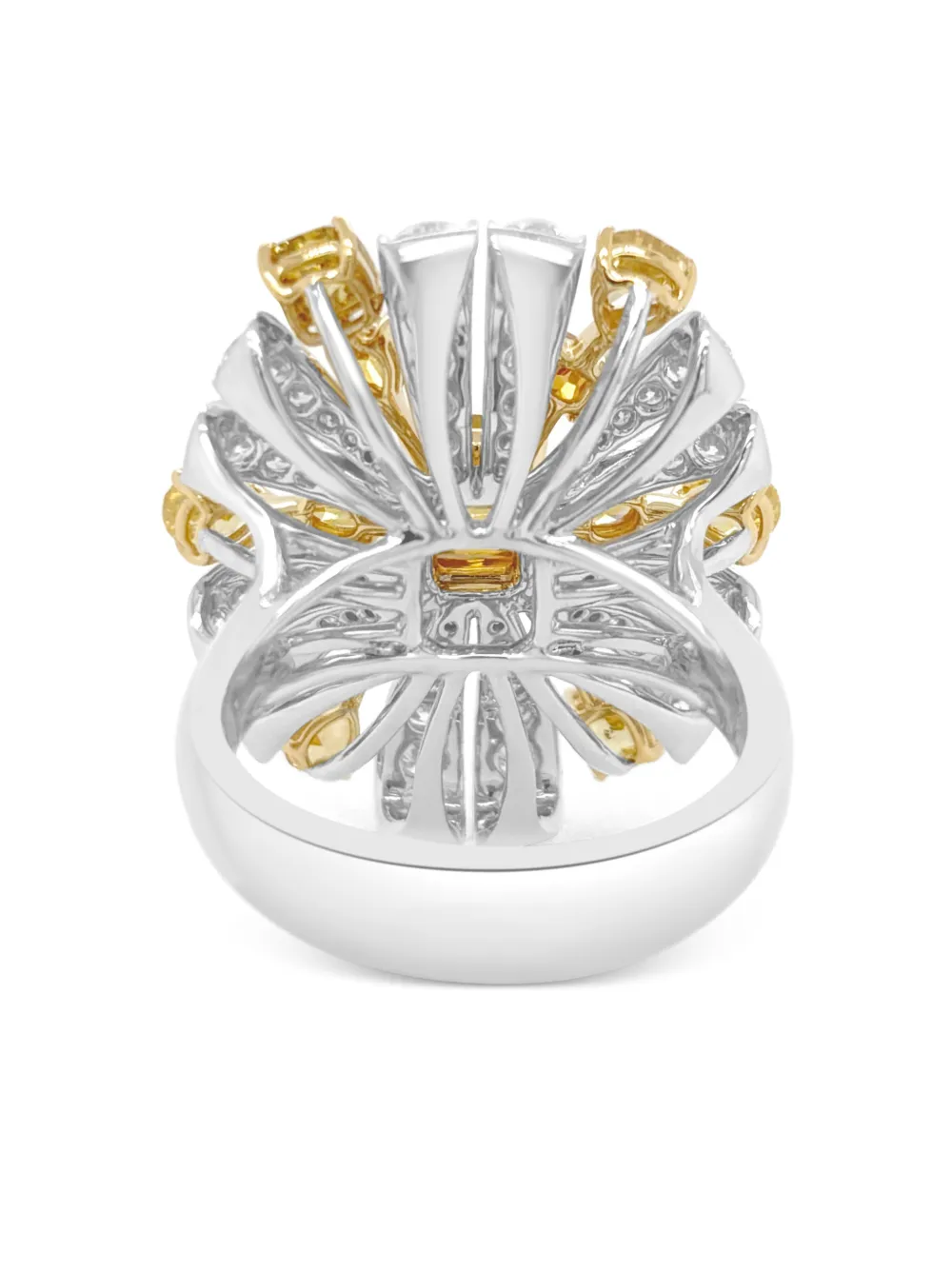 Hyt Jewelry 18k White And Yellow Gold Diamond Ring In Metallic