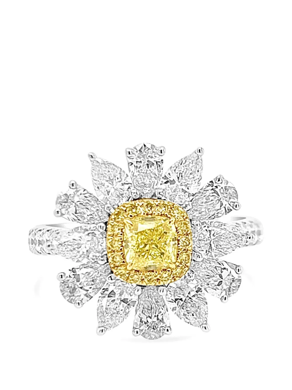 HYT Jewelry Anello in oro bianco e giallo 18 carati con diamanti - Argento