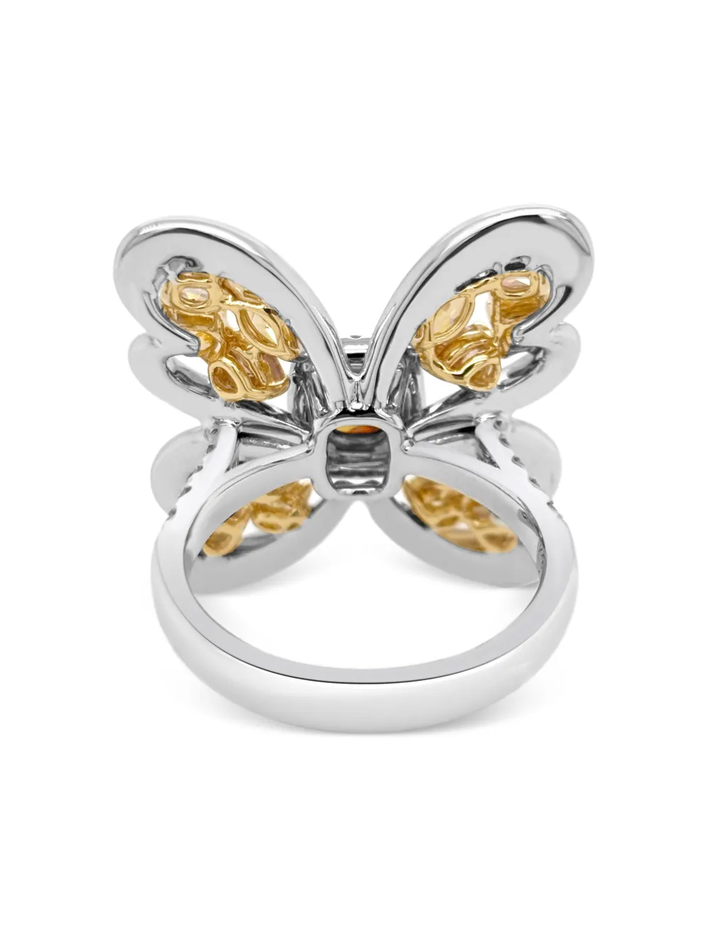 Hyt Jewelry 18k White And Yellow Gold Diamond Ring In Brown