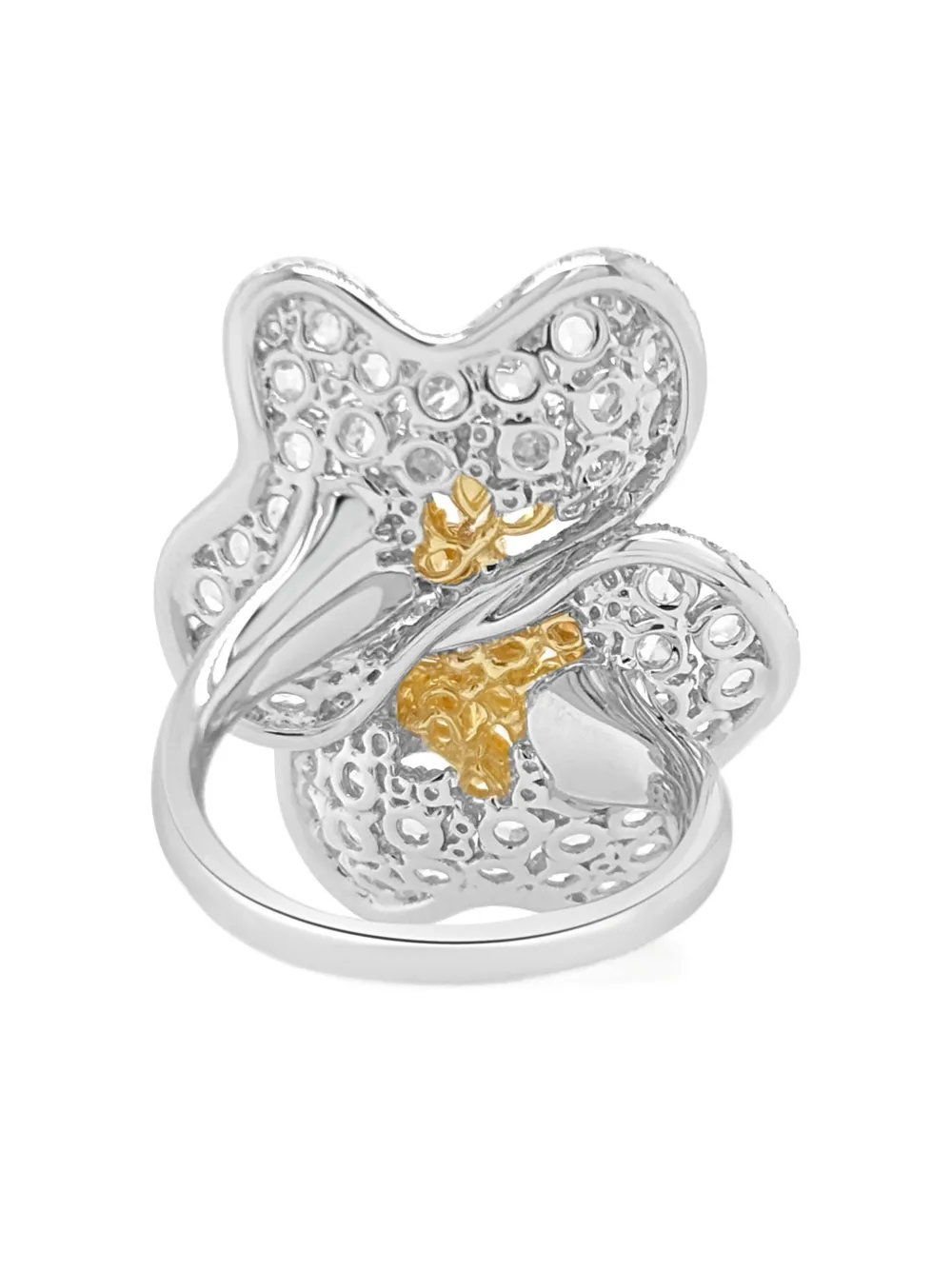 Hyt Jewelry 18k White And Yellow Gold Diamond Ring In Metallic