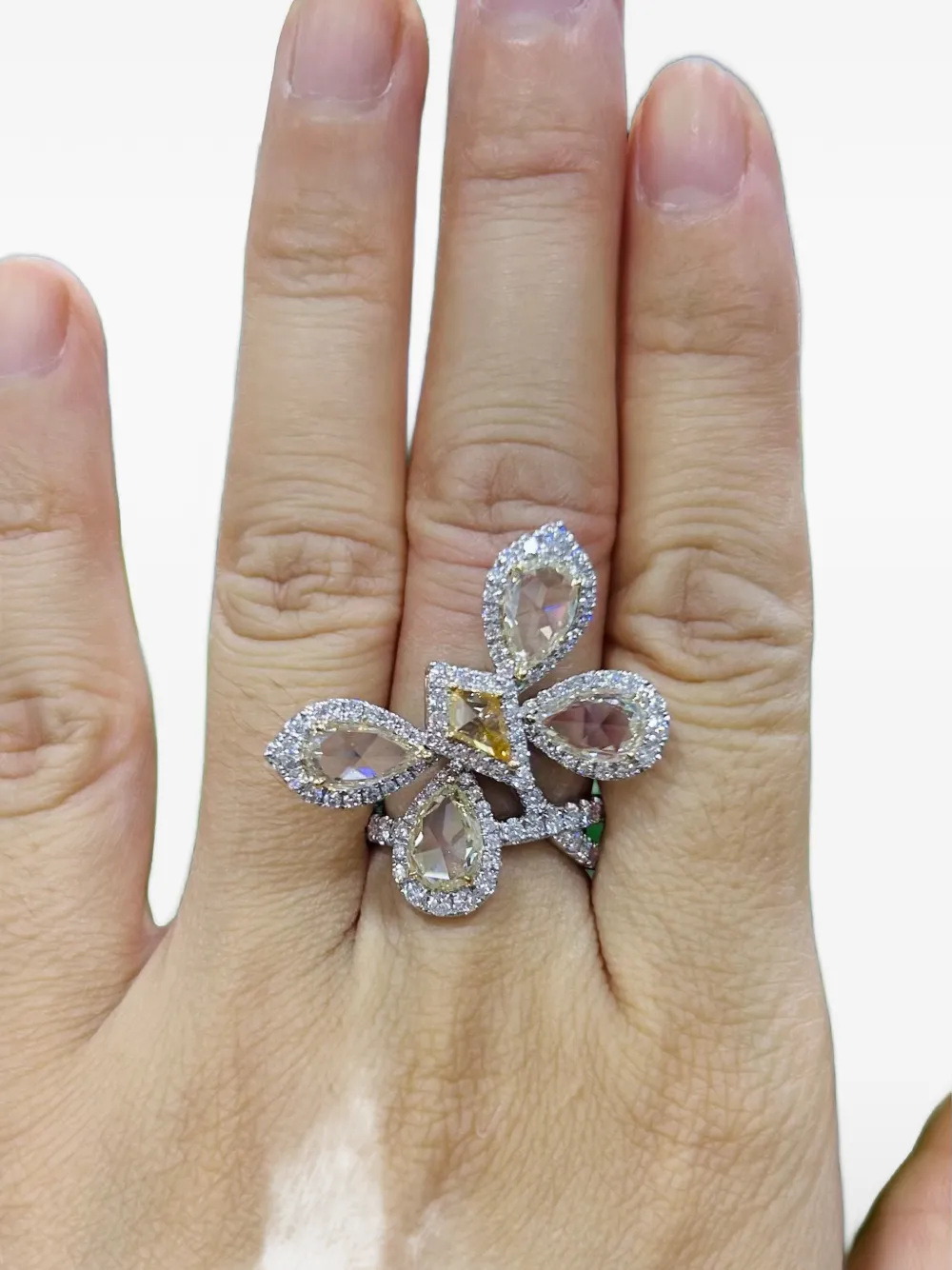 HYT Jewelry Anello in oro bianco e giallo 18 carati con diamanti - Argento