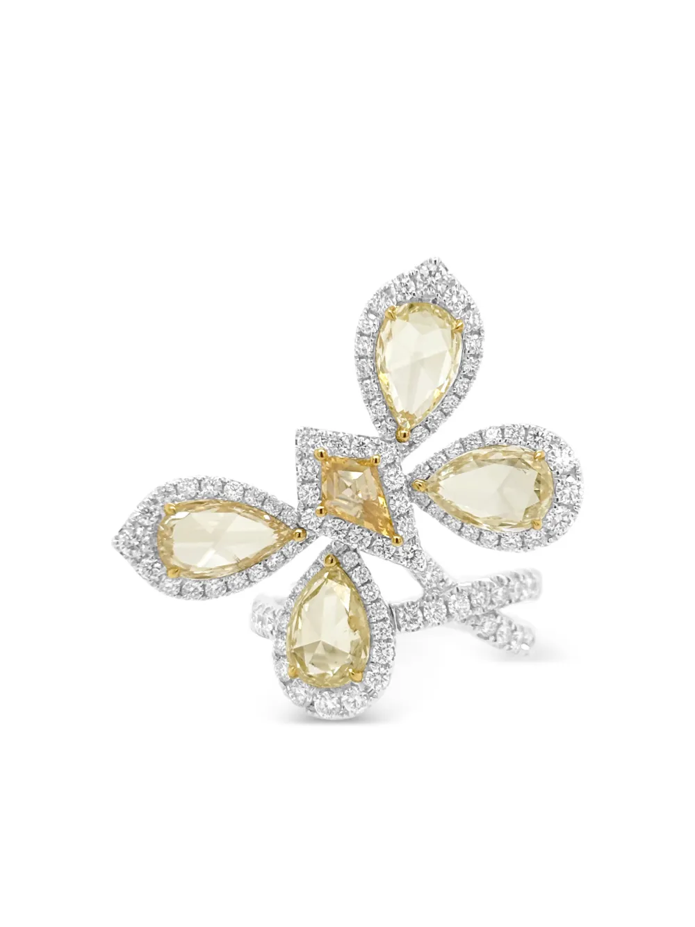 Hyt Jewelry 18k White And Yellow Gold Diamond Ring In Yellow