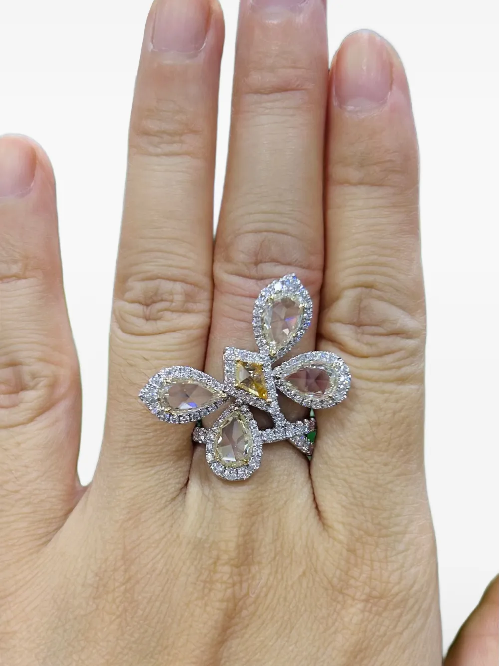 Hyt Jewelry 18k White And Yellow Gold Diamond Ring In Yellow