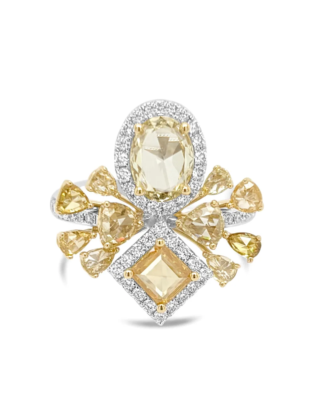 HYT Jewelry Anello in oro bianco e giallo 18 carati con diamanti