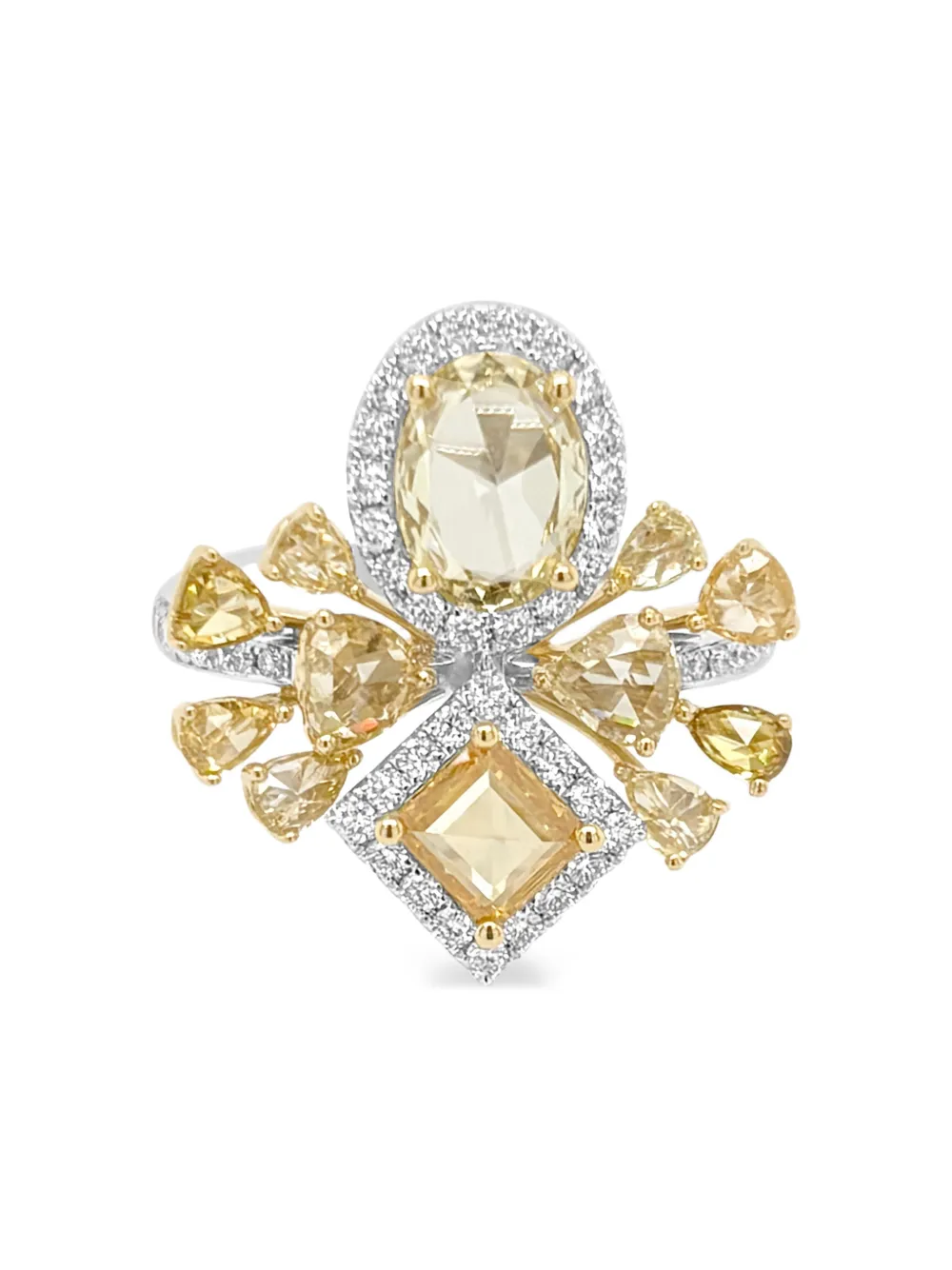 Hyt Jewelry 18k White And Yellow Gold Diamond Ring