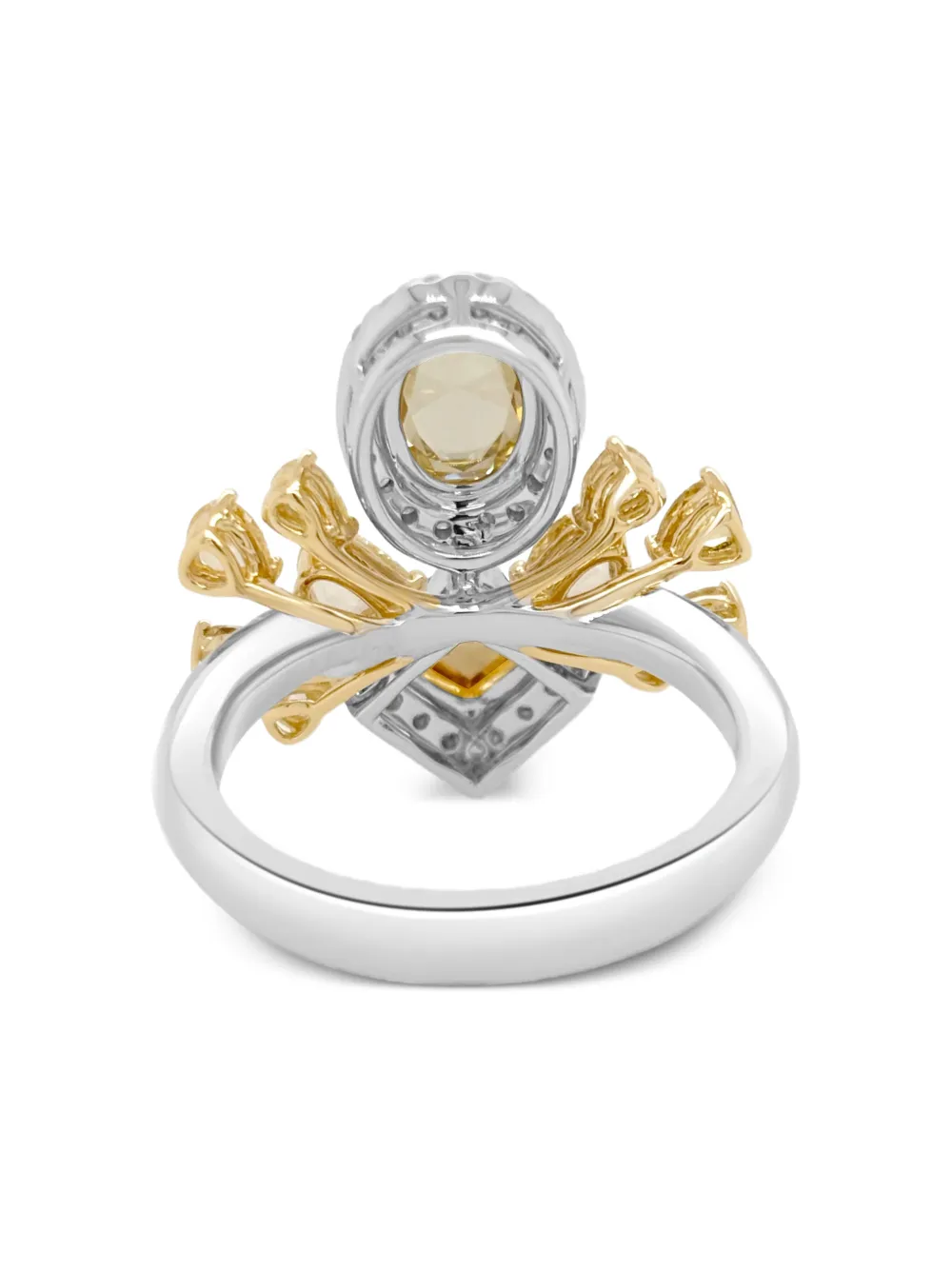 Hyt Jewelry 18k White And Yellow Gold Diamond Ring In Gold