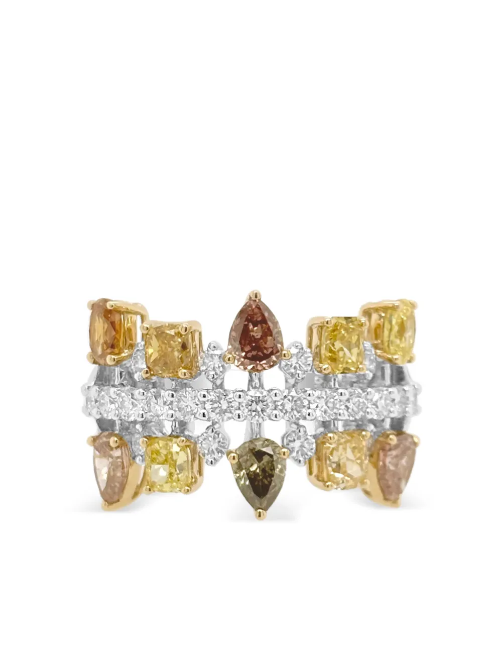 HYT Jewelry Anello in oro bianco e giallo 18 carati con diamanti - Argento