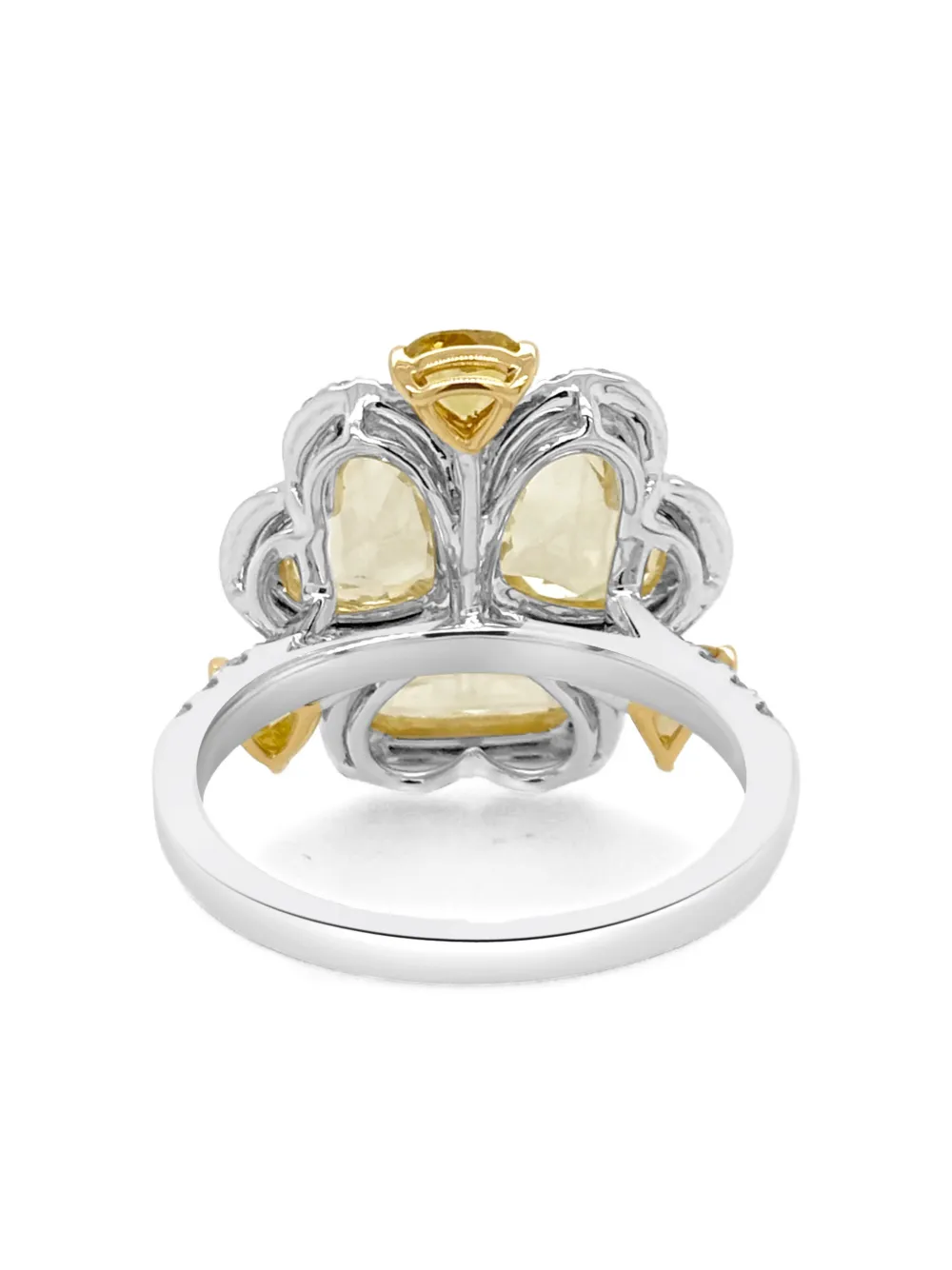 Hyt Jewelry 18k White And Yellow Gold Diamond Ring In Metallic