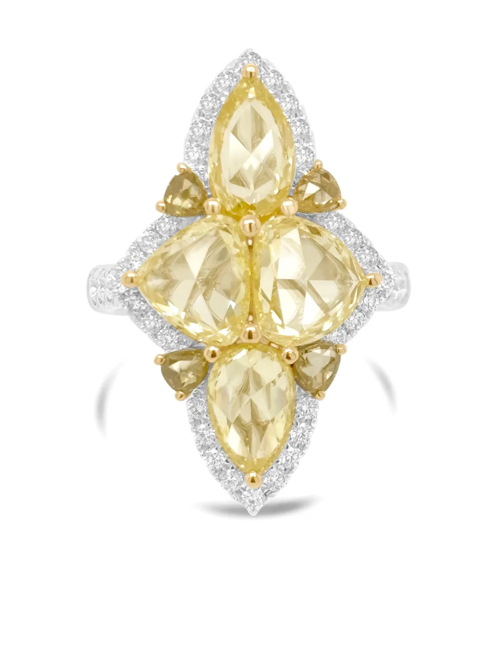 HYT Jewelry Anello in oro bianco e giallo 18 carati con diamanti - Argento