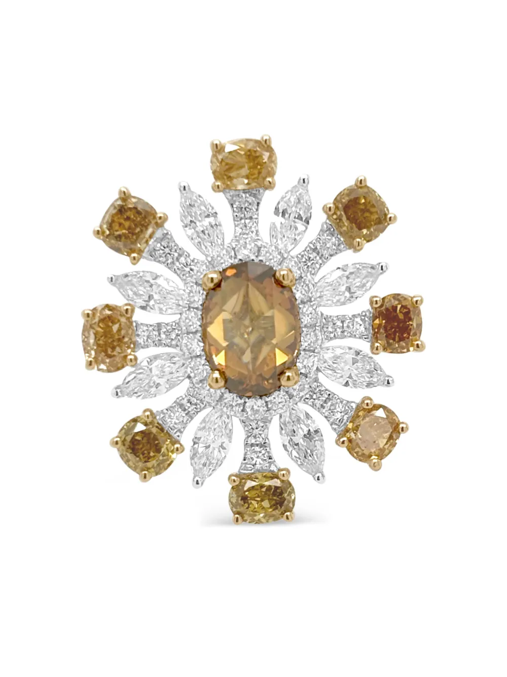 HYT Jewelry Anello in oro bianco e giallo 18 carati con diamanti - Argento