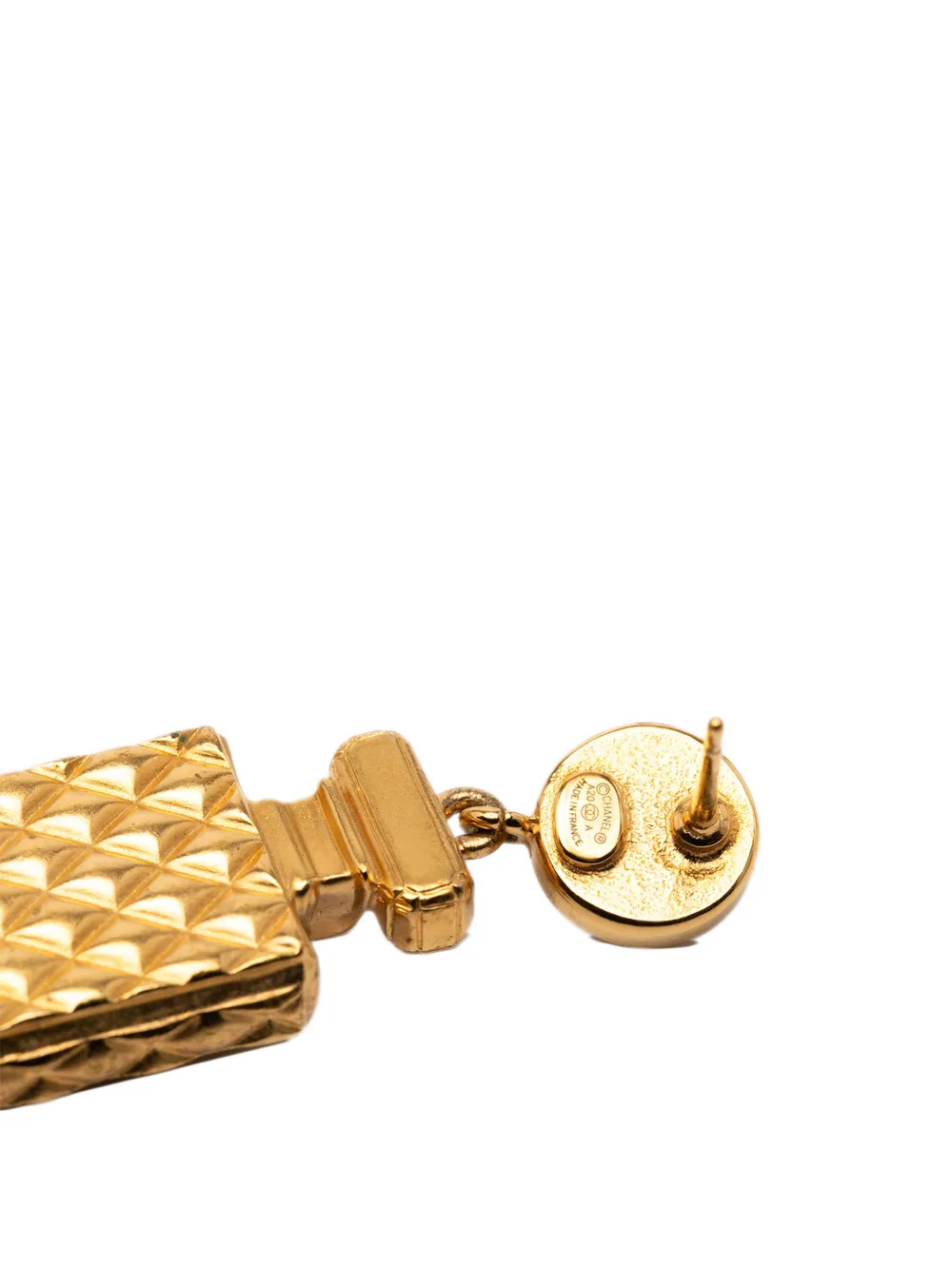 CHANEL Pre-owned 2020 Gold Plated Faux Pearl And Strass Cc Perfume Bottle Drop Earrings Costume Earrings