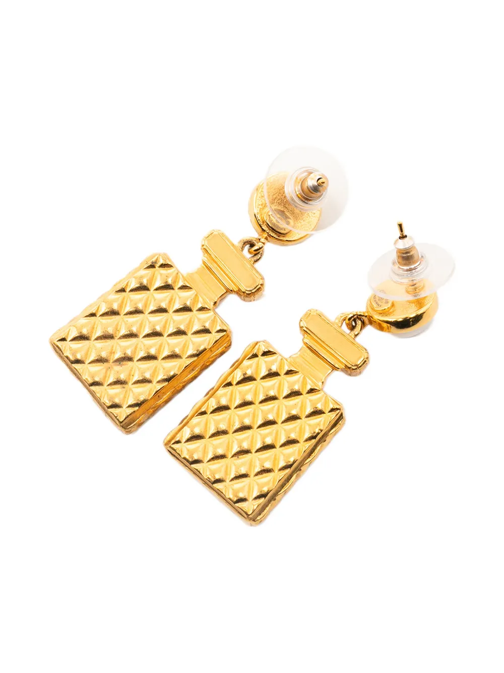 CHANEL Pre-owned 2020 Gold Plated Faux Pearl And Strass Cc Perfume Bottle Drop Earrings Costume Earrings