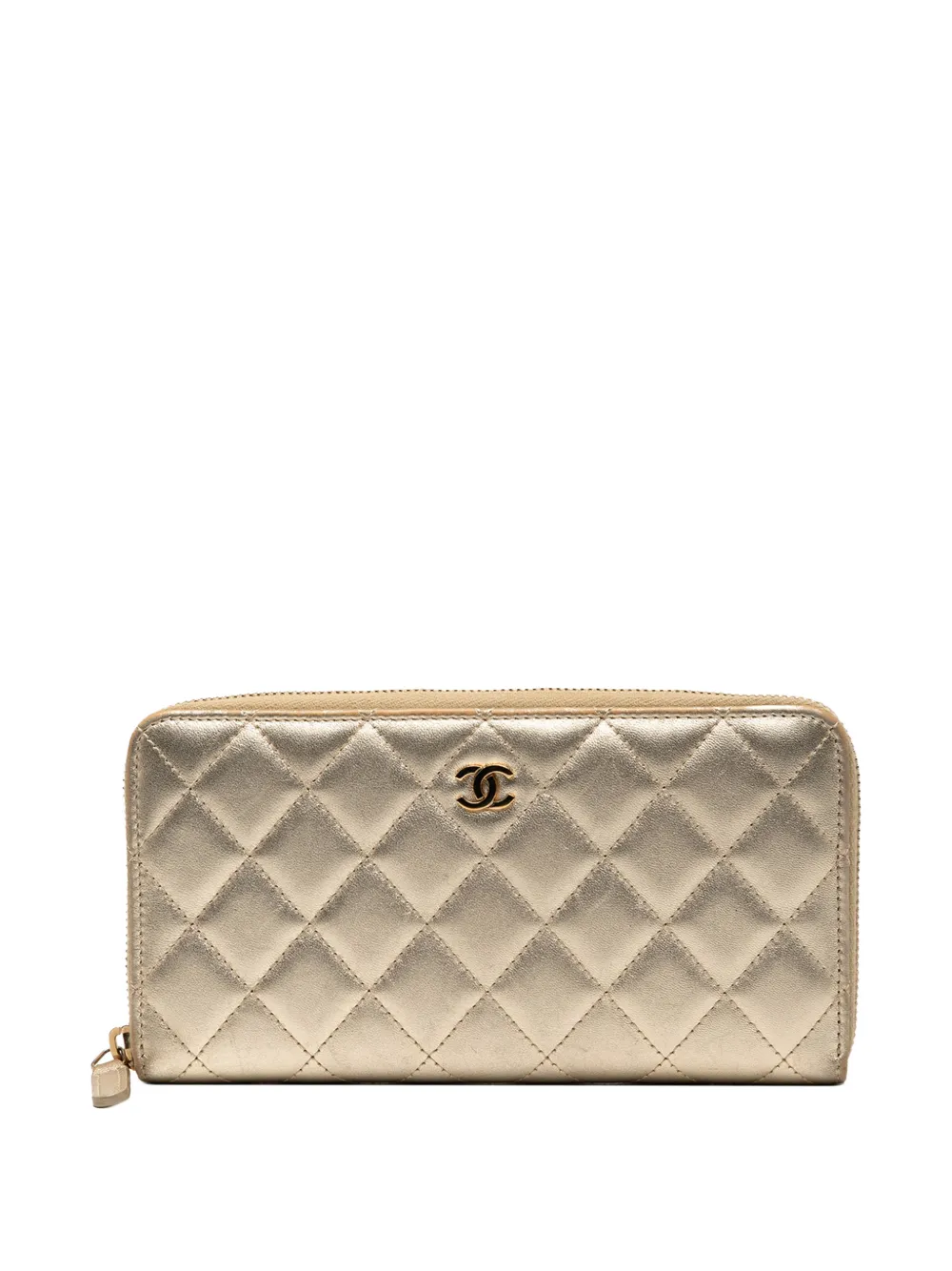 CHANEL Pre-Owned 2016-2017 Quilted Metallic Lambskin Zip Around Wallet long wallets | Image 2