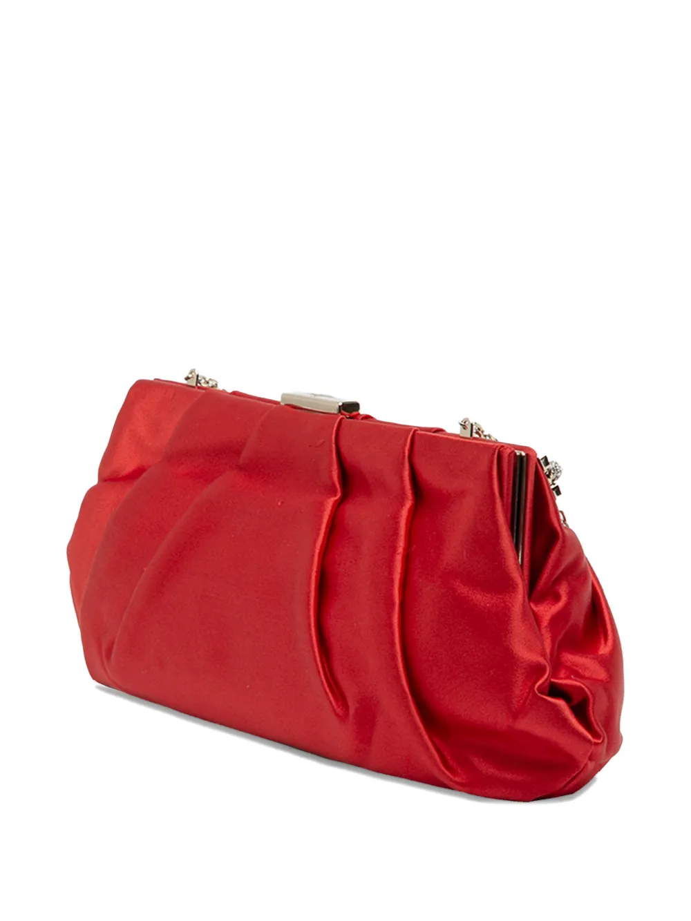 Valentino Garavani Pre-Owned Borsa a spalla Clutch on Chain in raso con perle 2000-2017 - Rosso