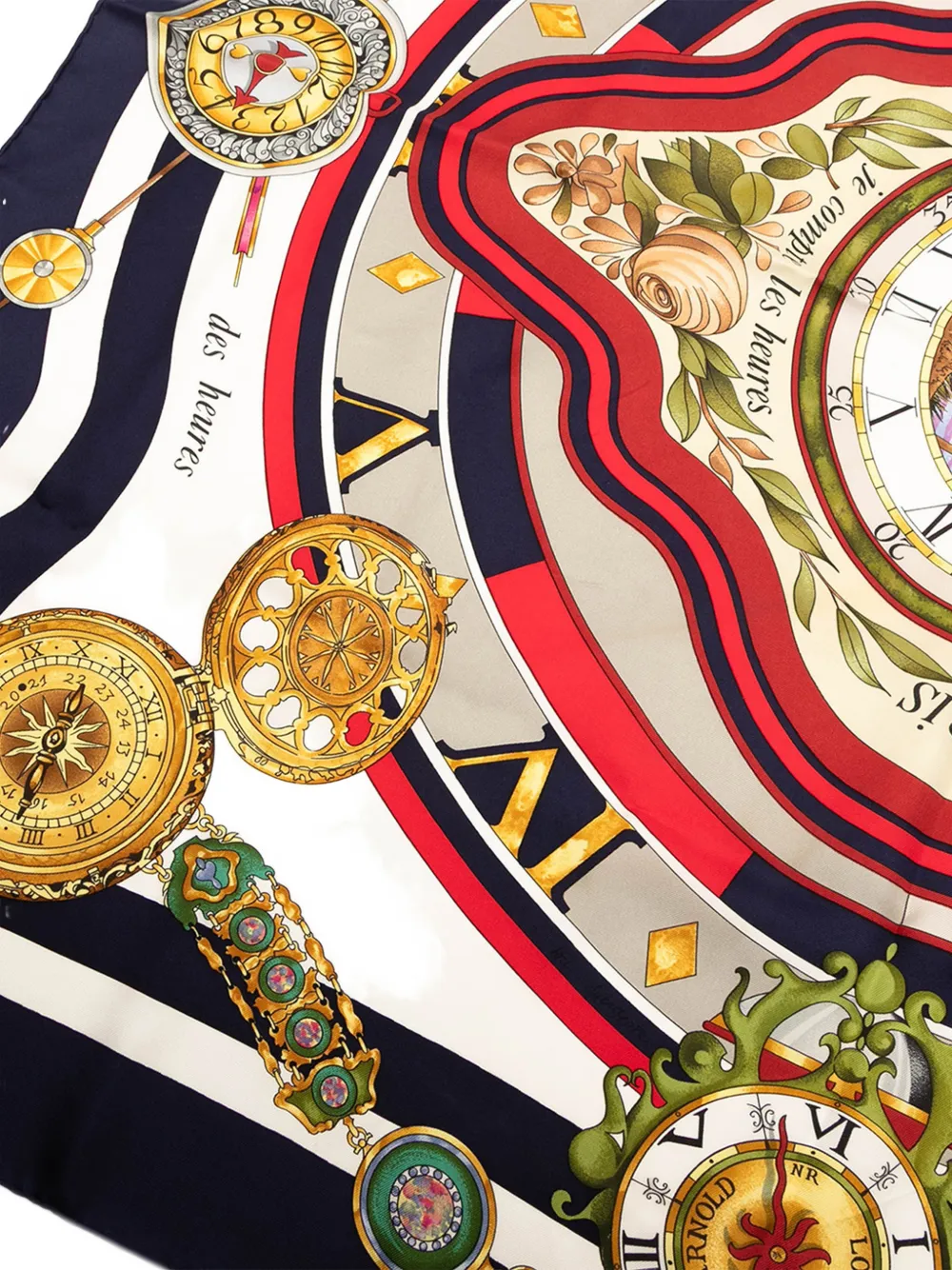 HERMES Pre-owned 20th Century Parmi Les Fleurs Je Compte Les Heures Silk Scarf Scarves In Blue