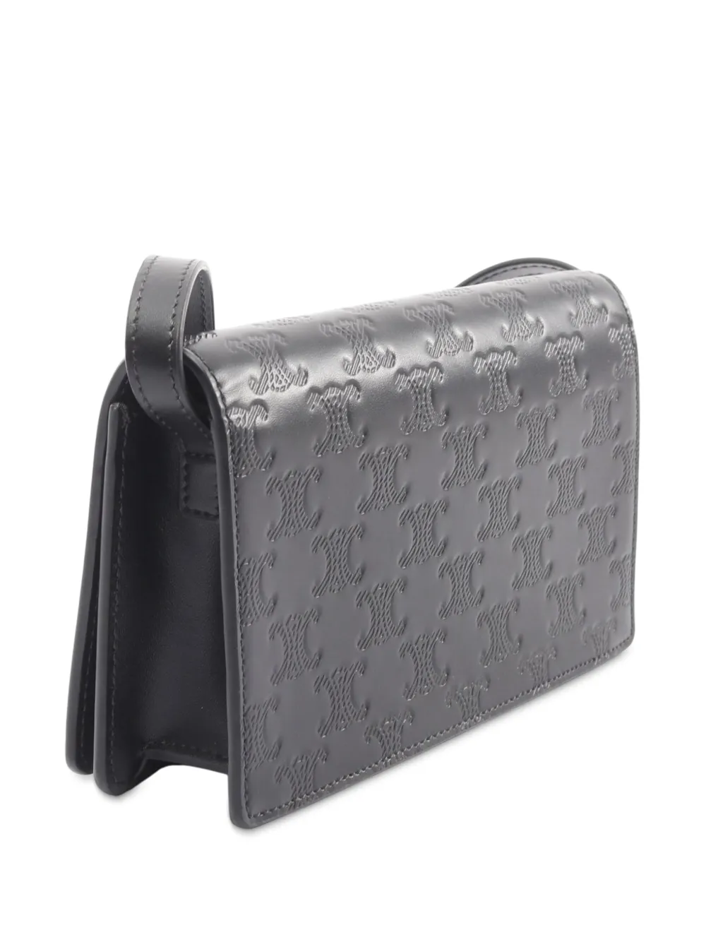 CELINE Pre-owned 2010-2025 Embossed Leather Triomphe Crossbody Bag In Black