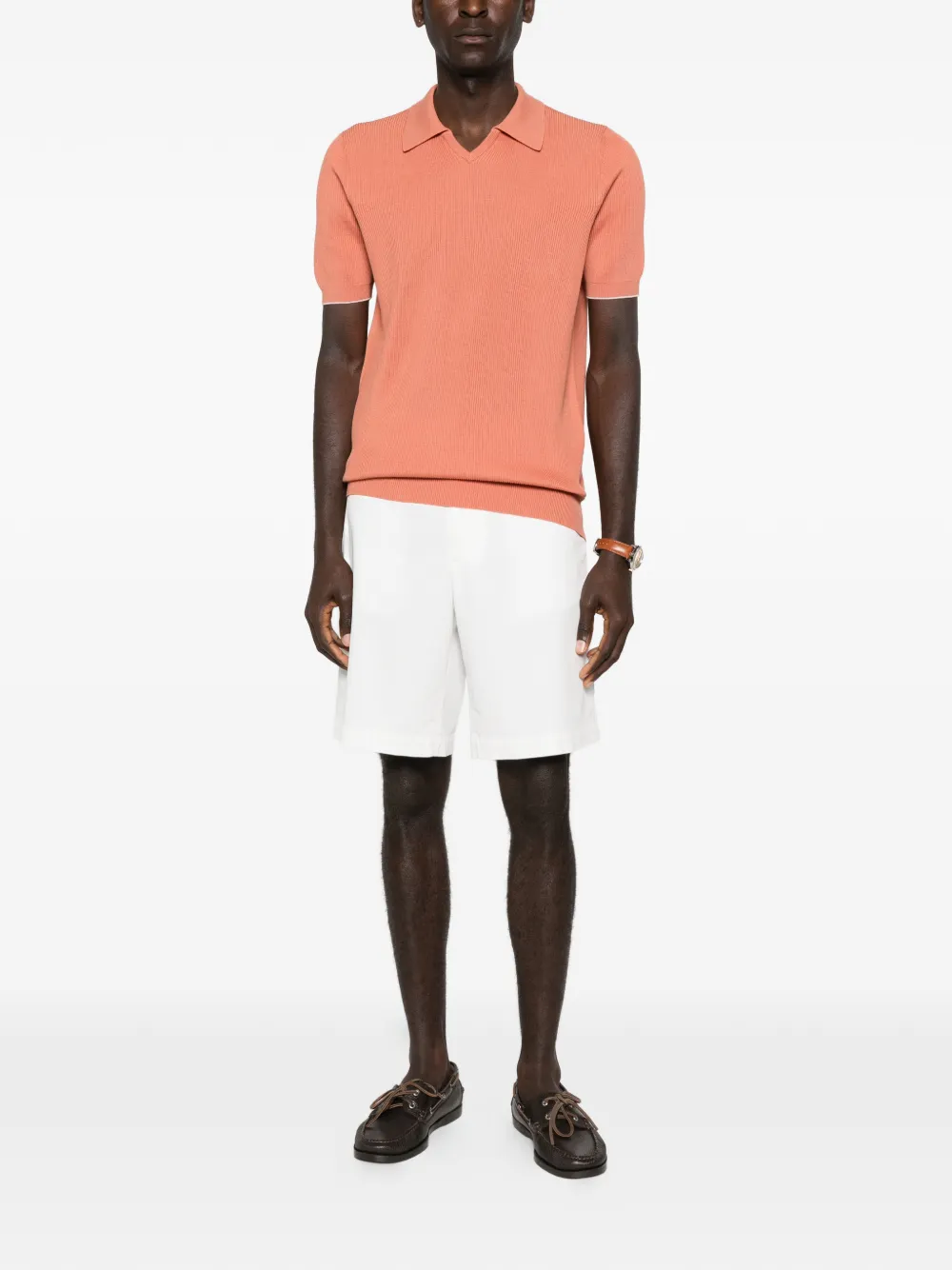 Brunello Cucinelli playera tejida de canalé con cuello en V | Playeras | Image 2