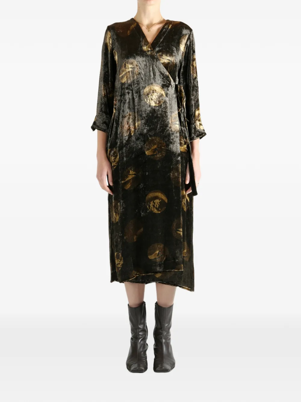 Uma Wang Anthea tie-waist midi dress - Zwart