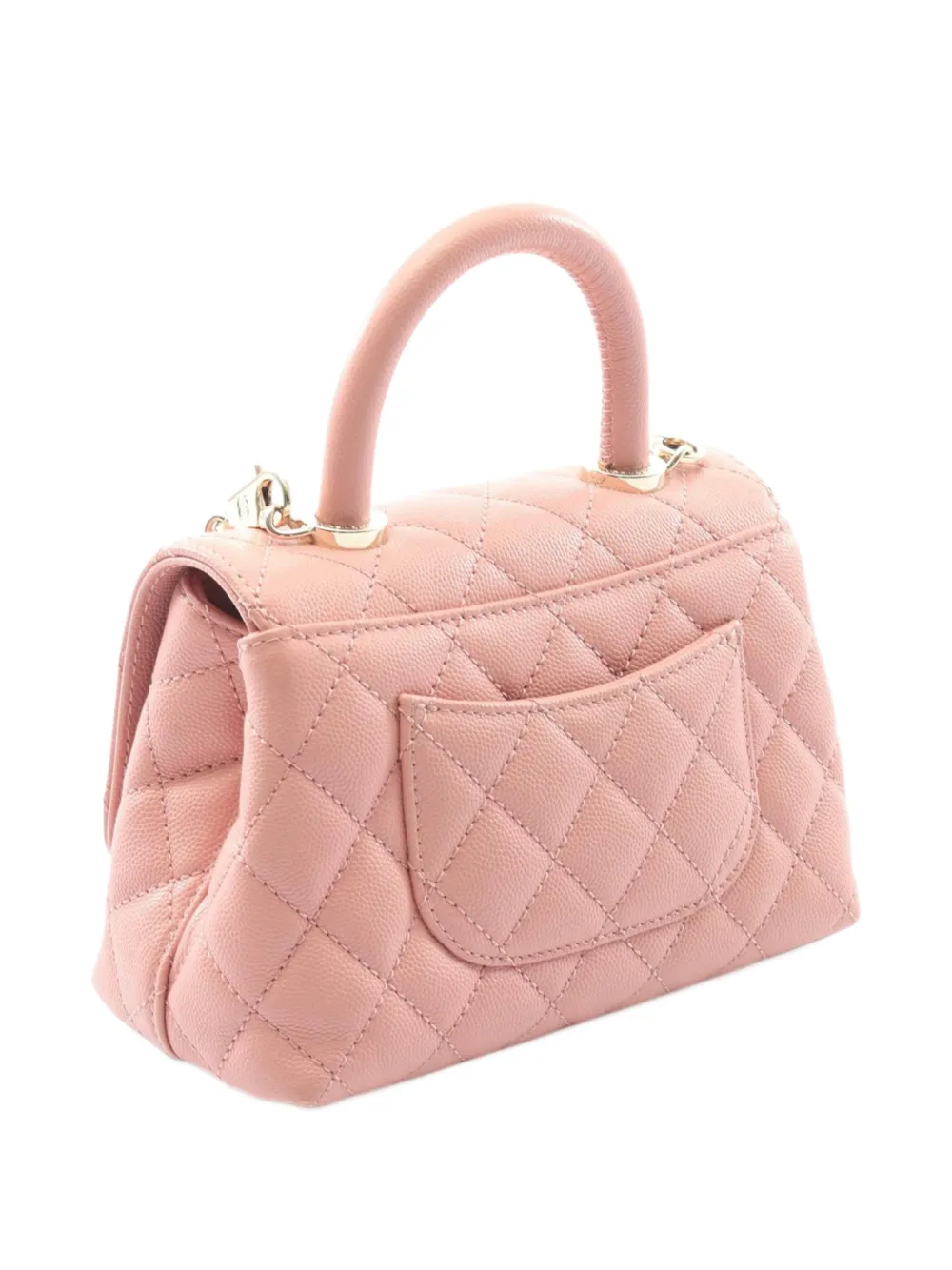 CHANEL Pre-owned 2021-2025 Extra Mini Quilted Caviar Coco Top Handle Bag Satchel In Pink