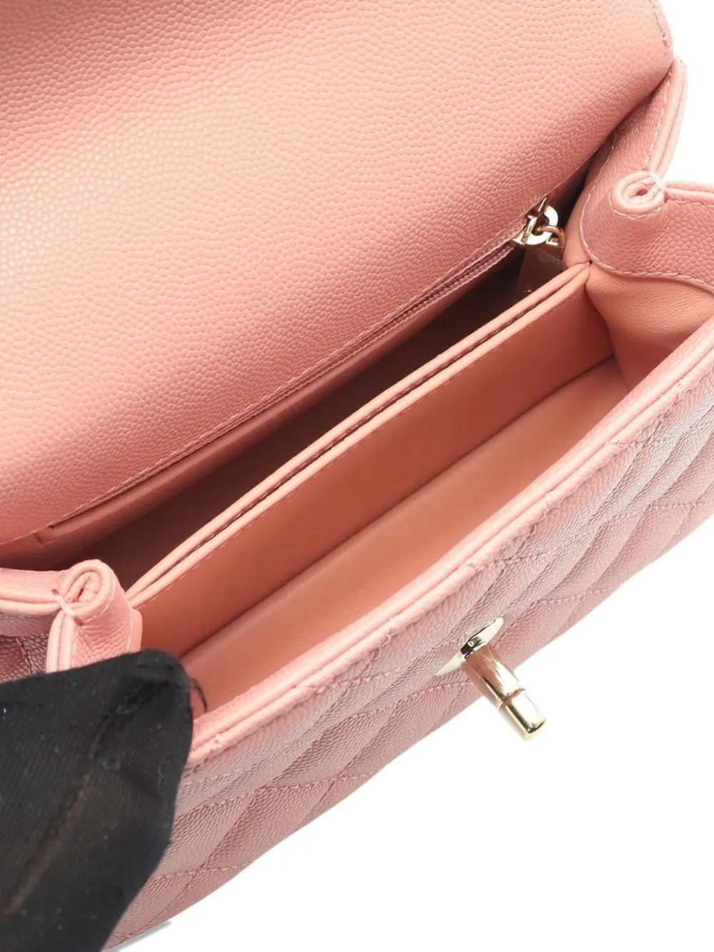 CHANEL Pre-owned 2021-2025 Extra Mini Quilted Caviar Coco Top Handle Bag Satchel In Pink