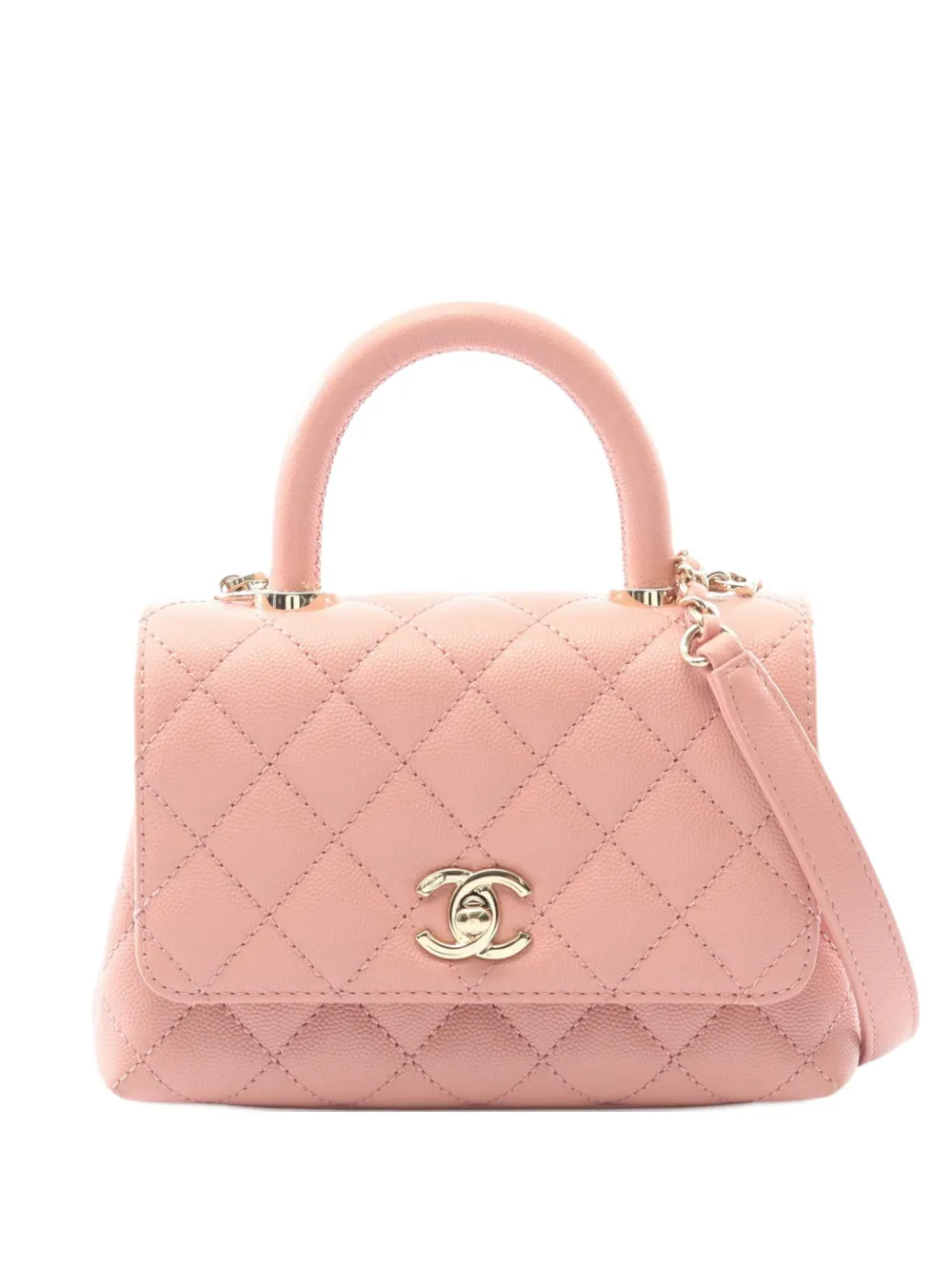 CHANEL Pre-Owned 2021-2025 Extra Mini Quilted Caviar Coco Top Handle Bag satchel - Rosa