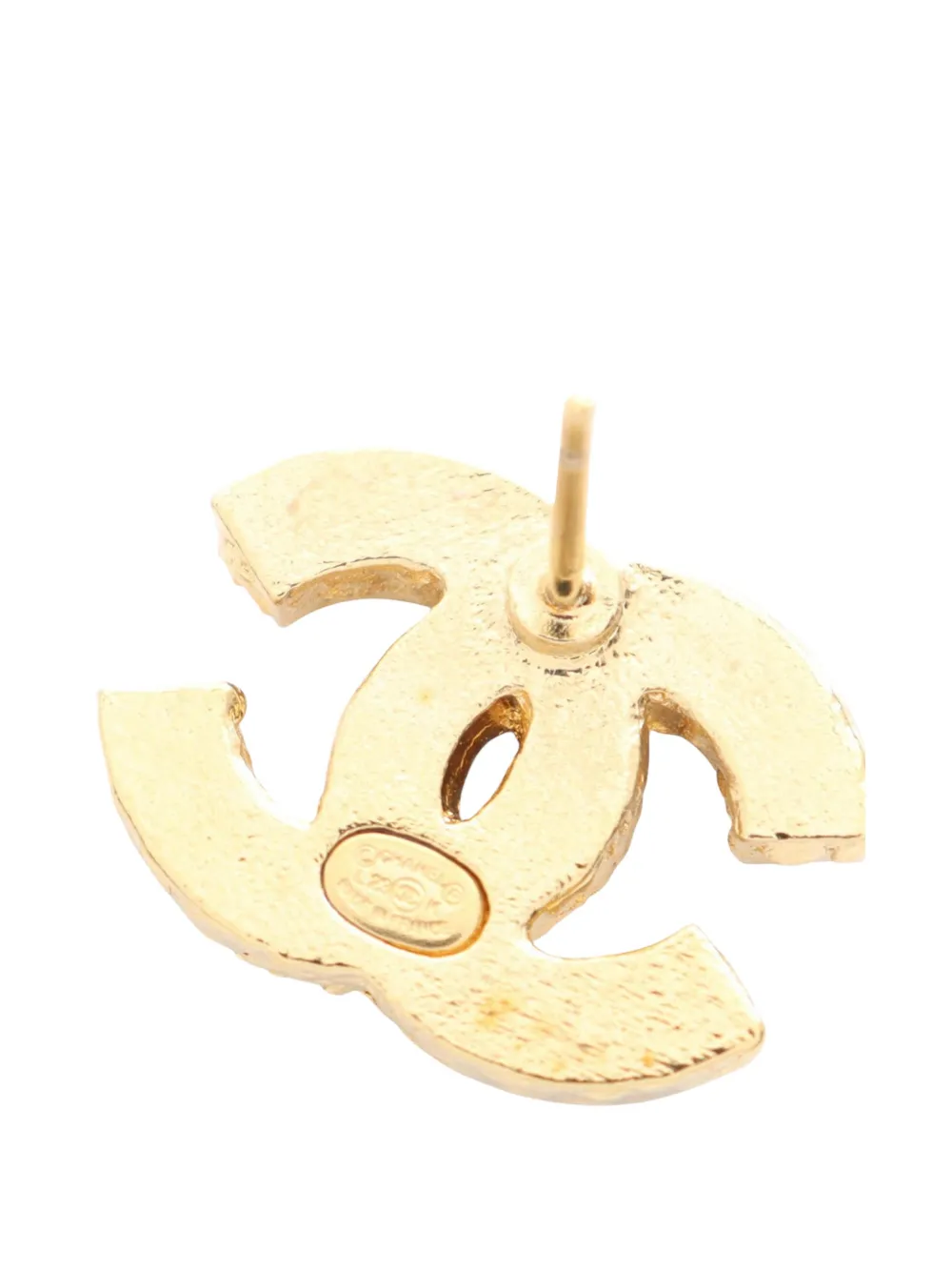 CHANEL Pre-owned 2023 Cc Resin And Gold Plated Push Back Earrings Costume Earrings In Black