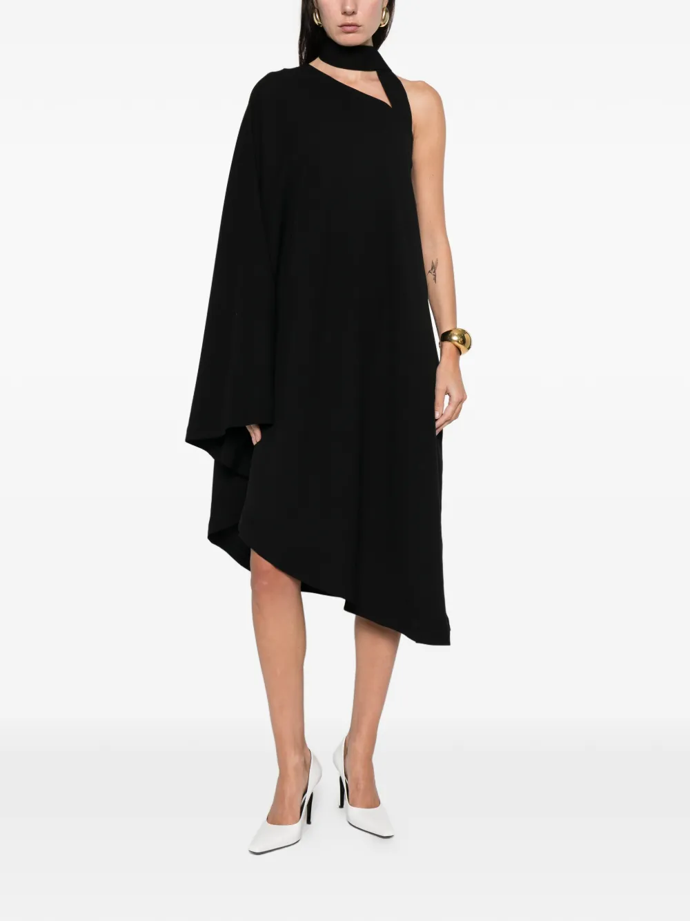 BITE Studios tie detail midi dress - Zwart