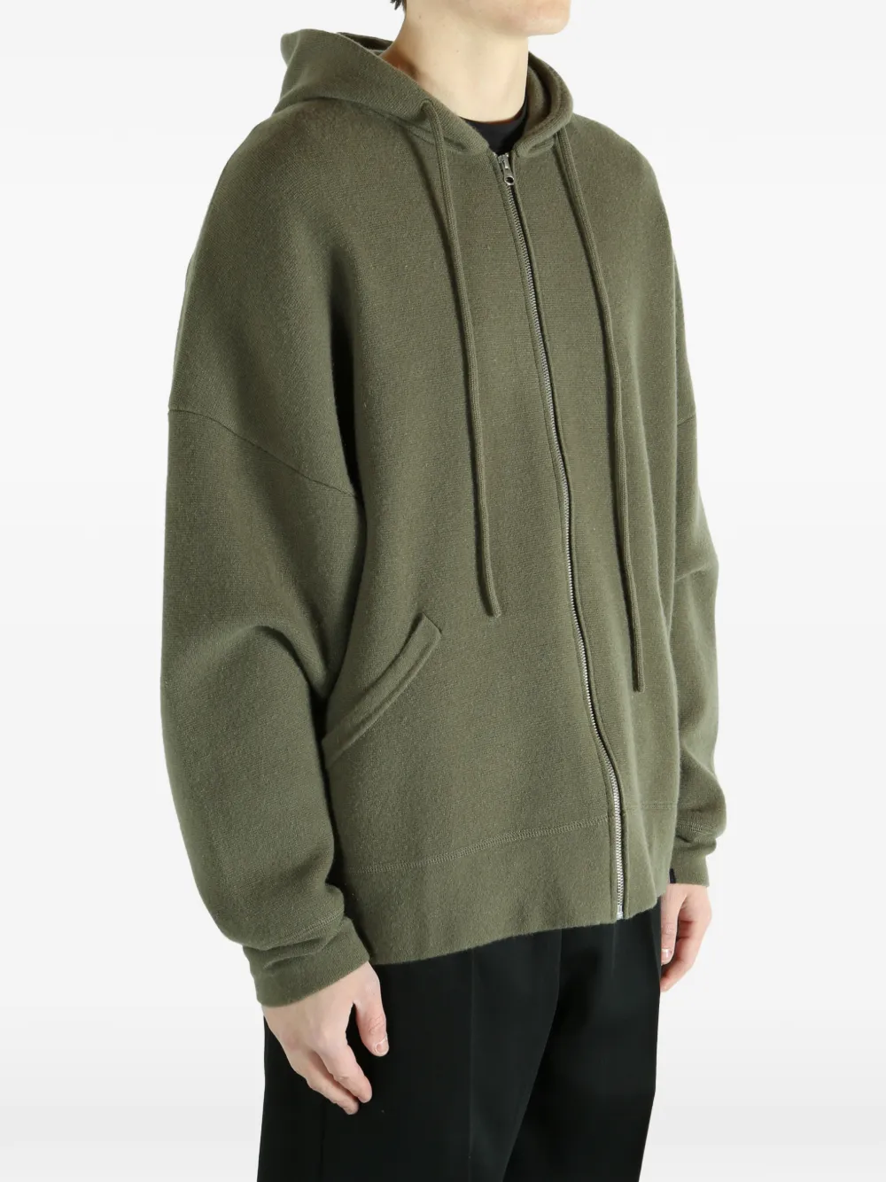 extreme cashmere Gebreide hoodie met rits Groen