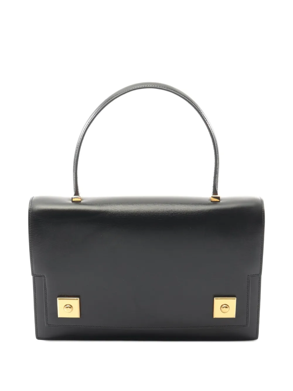 Pre-owned Hermes 1986 Box Calf Piano Handbag In Black