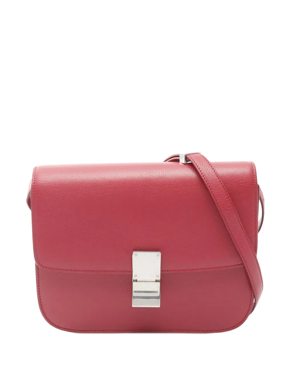 Pre-owned Celine 2010-2025 Medium Calfskin Classic Box Crossbody Bag In Red