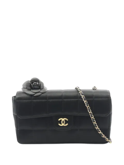 CHANEL Pre-Owned 2005-2006 Mini Choco Bar Quilted Satin Camellia Flap crossbody bag