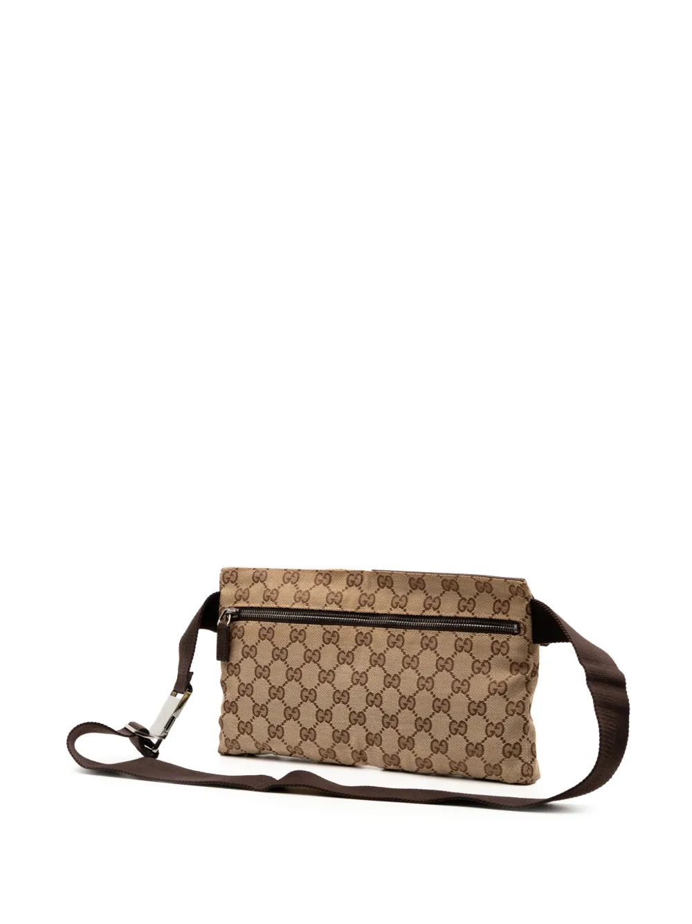 GUCCI Pre-owned 2000-2015 Gg Canvas Double Pocket Belt Bag In Brown