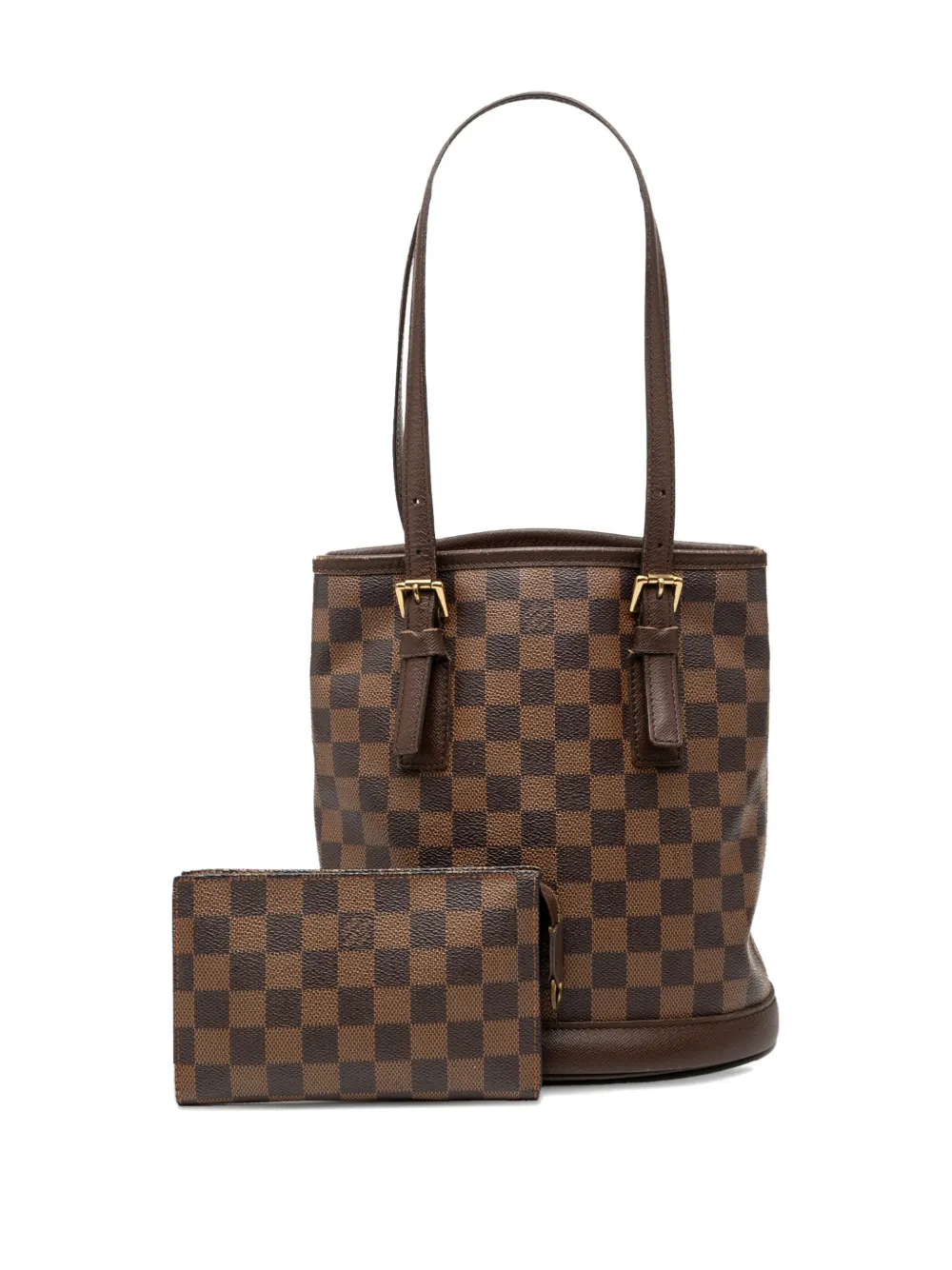 LOUIS VUITTON Pre-owned 2001 Damier Ebene Marais Bucket Bag In Brown