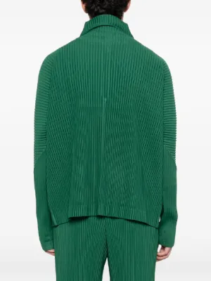 Homme Plissé Issey Miyake Pleated half-zip T-shirt | Green | FARFETCH