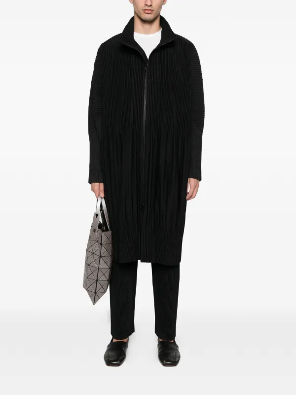 Homme Plissé Issey Miyake Pleated zip-up Coat | Black | FARFETCH TH