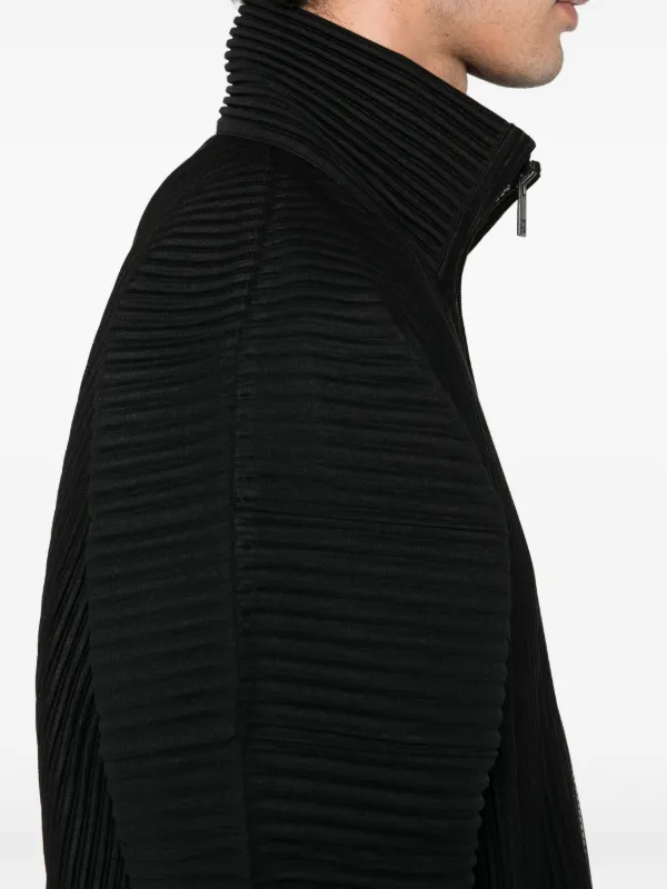Homme Plissé Issey Miyake Pleated zip-up Coat | Black | FARFETCH TH