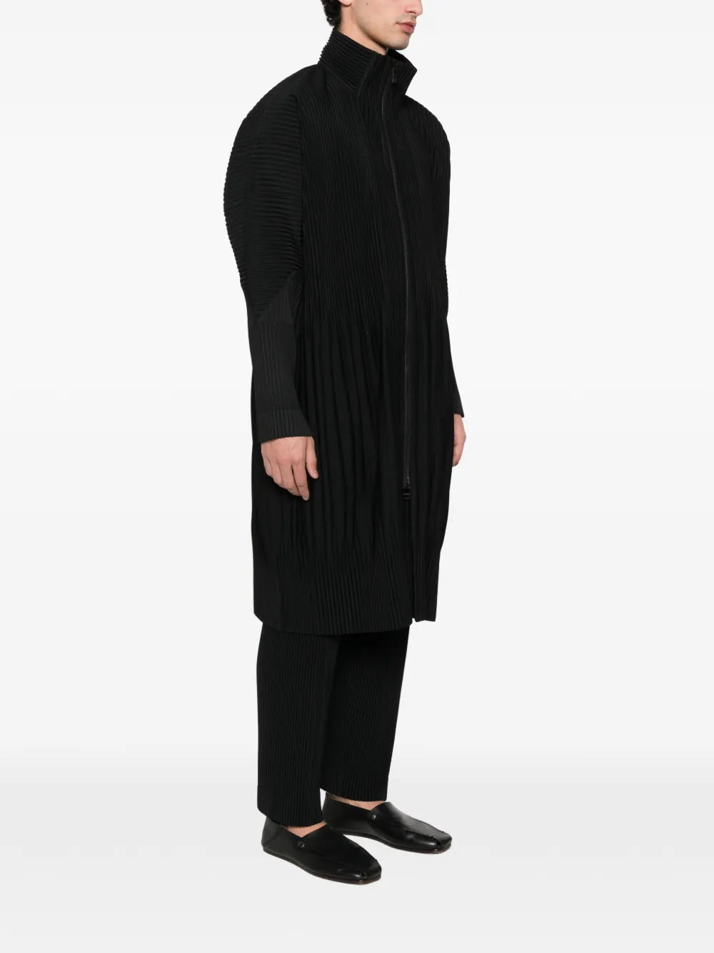 Homme Plissé Issey Miyake Geplooide jas met rits Zwart