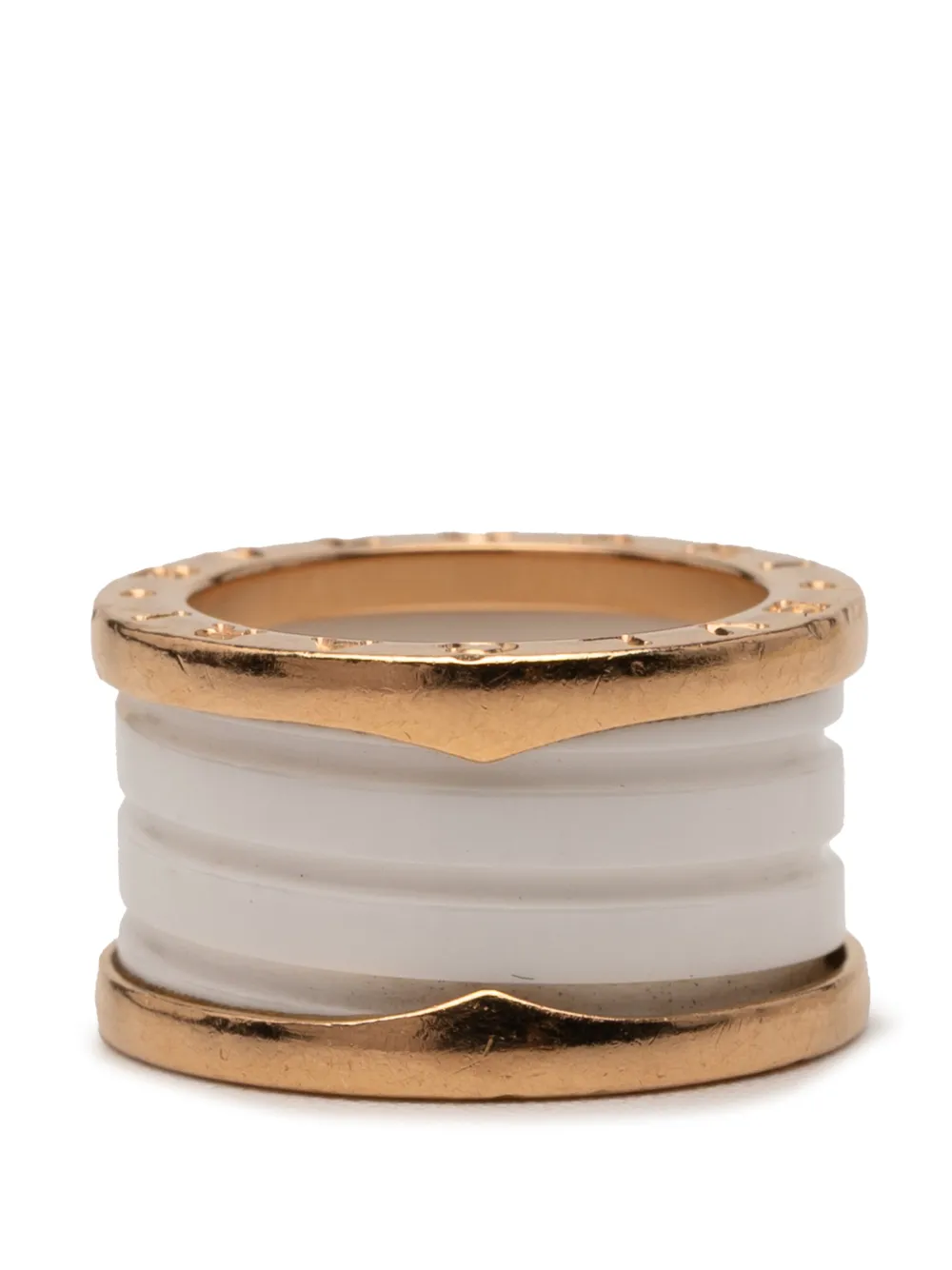 Bvlgari Pre-Owned 2010-2025 18K Yellow Gold and Ceramic B.Zero1 Three Band ring | White | Image 1