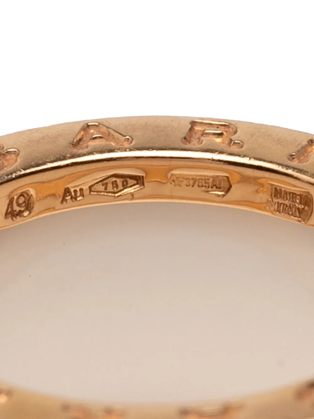 Pre-owned Bvlgari 2010-2025 18k Yellow Gold And Ceramic B.zero1 Three Band Ring In White