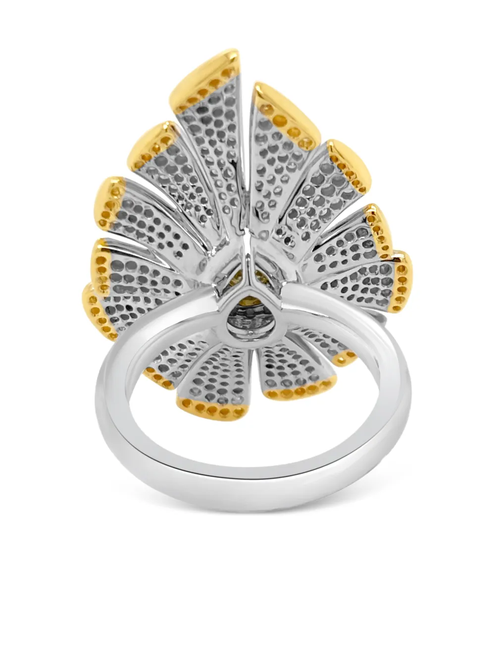 Hyt Jewelry 18k White And Yellow Gold Diamond Ring In Silver