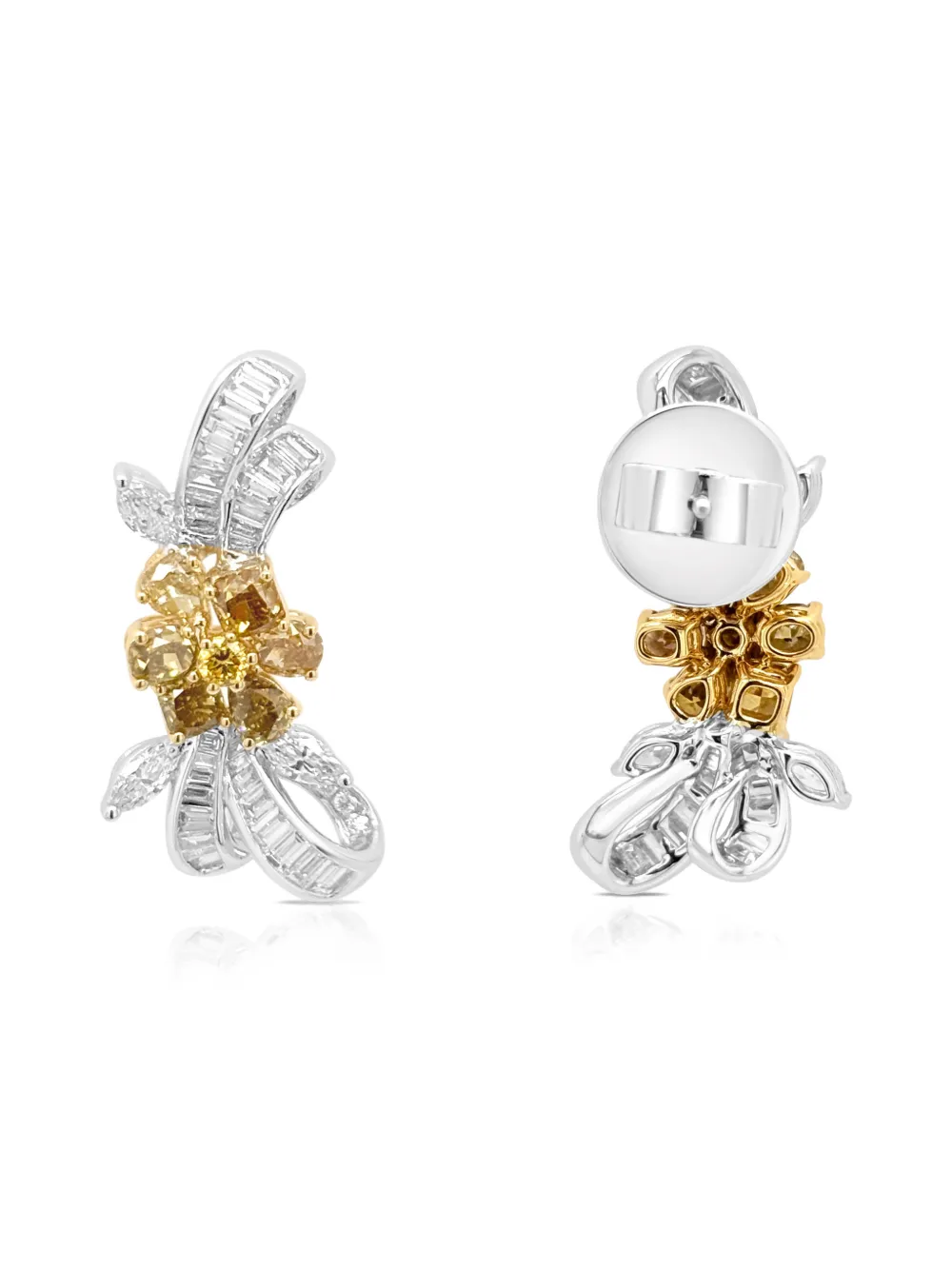 HYT Jewelry Orecchini in oro giallo e bianco 18 carati con diamanti - Argento