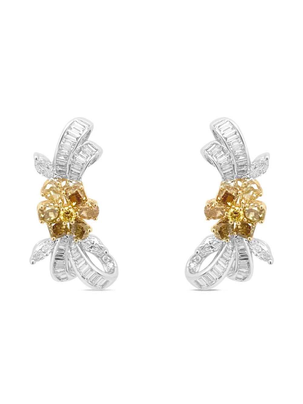 HYT Jewelry Orecchini in oro giallo e bianco 18 carati con diamanti - Argento