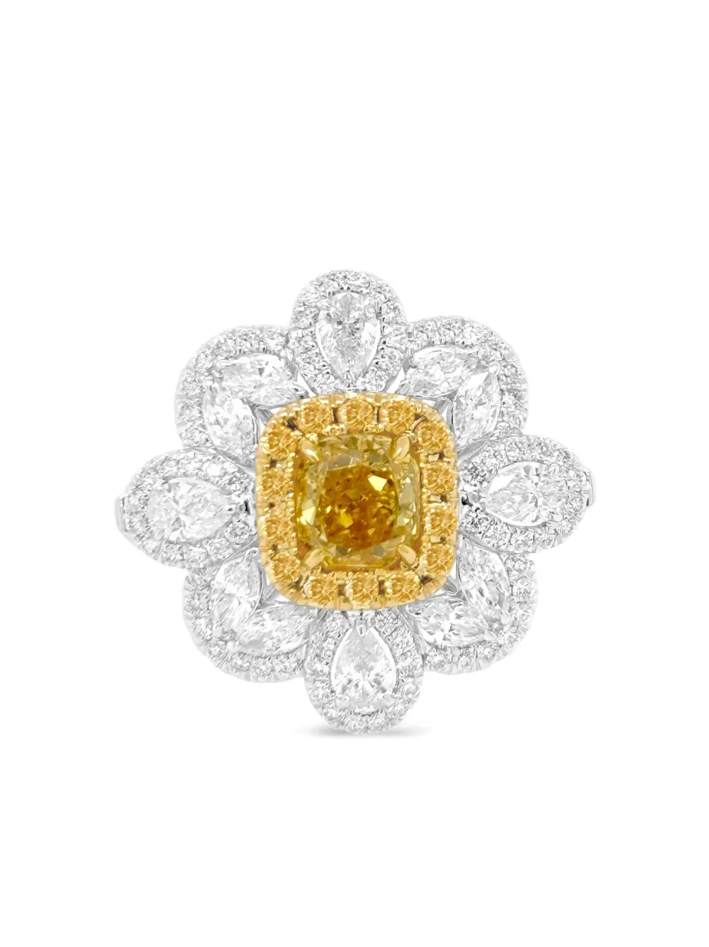 HYT Jewelry Pendente ad anello in oro bianco e giallo 18 carati con diamanti - Argento