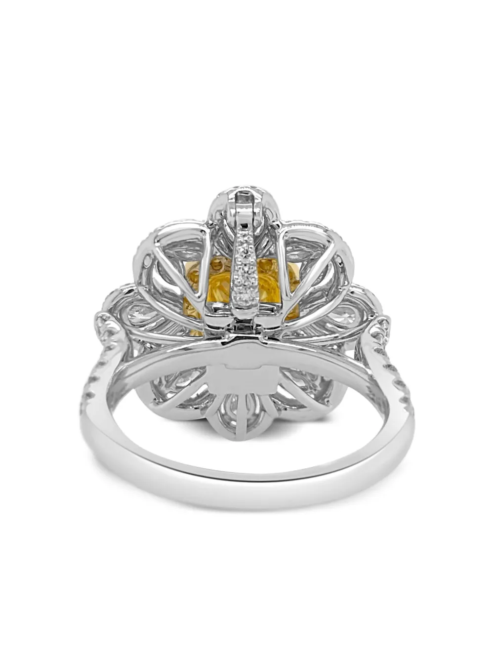 Hyt Jewelry 18k White And Yellow Gold Diamond Ring Pendant In Metallic