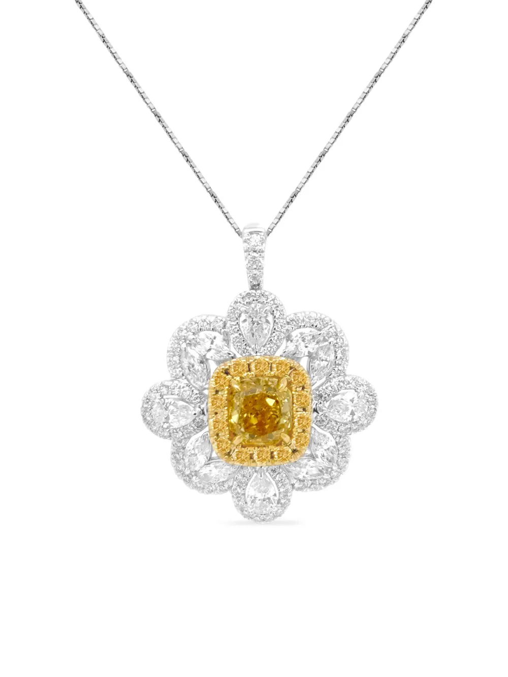 Hyt Jewelry 18k White And Yellow Gold Diamond Ring Pendant In Metallic